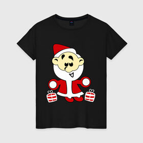 Женская футболка хлопок с принтом Дед мороз с подарками. в Тюмени, 100% хлопок | прямой крой, круглый вырез горловины, длина до линии бедер, слегка спущенное плечо | дед мороз | зима | новый год | подарки | праздник