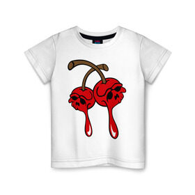 Детская футболка хлопок с принтом Мертвые вишенки в Тюмени, 100% хлопок | круглый вырез горловины, полуприлегающий силуэт, длина до линии бедер | halloween | skull | вишня | хэллоуин | череп