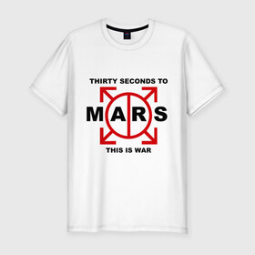 Мужская футболка премиум с принтом 30 seconds to mars в Тюмени, 92% хлопок, 8% лайкра | приталенный силуэт, круглый вырез ворота, длина до линии бедра, короткий рукав | Тематика изображения на принте: 30 seconds to mars | logo | rock