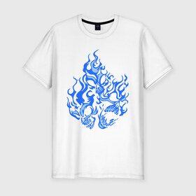 Мужская футболка премиум с принтом Дым в Тюмени, 92% хлопок, 8% лайкра | приталенный силуэт, круглый вырез ворота, длина до линии бедра, короткий рукав | огонь | пламя | череп
