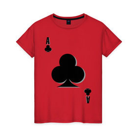 Женская футболка хлопок с принтом Крестовый туз в Тюмени, 100% хлопок | прямой крой, круглый вырез горловины, длина до линии бедер, слегка спущенное плечо | игральные карты | карты | крести | покер | туз