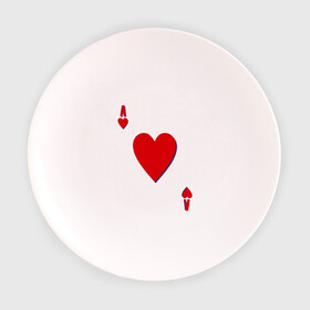Тарелка 3D с принтом Червовый туз в Тюмени, фарфор | диаметр - 210 мм
диаметр для нанесения принта - 120 мм | Тематика изображения на принте: игральные карты | карты | покер | туз | черви