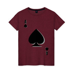 Женская футболка хлопок с принтом Пиковый туз в Тюмени, 100% хлопок | прямой крой, круглый вырез горловины, длина до линии бедер, слегка спущенное плечо | игральные карты | карты | пики | покер | туз