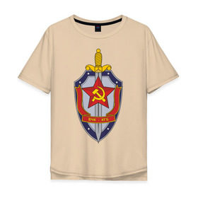 Мужская футболка хлопок Oversize с принтом ВЧК-КГБ в Тюмени, 100% хлопок | свободный крой, круглый ворот, “спинка” длиннее передней части | знак кгб | советская символика | ссср | эмблема