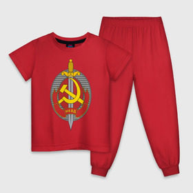 Детская пижама хлопок с принтом НКВД в Тюмени, 100% хлопок |  брюки и футболка прямого кроя, без карманов, на брюках мягкая резинка на поясе и по низу штанин
 | нагрудный знак | символика ссср | ссср | эмблема