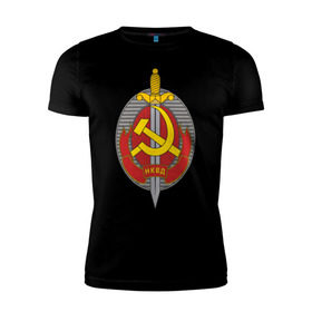 Мужская футболка премиум с принтом НКВД в Тюмени, 92% хлопок, 8% лайкра | приталенный силуэт, круглый вырез ворота, длина до линии бедра, короткий рукав | нагрудный знак | символика ссср | ссср | эмблема