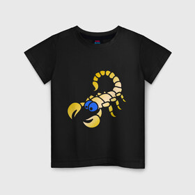 Детская футболка хлопок с принтом Скорпион в Тюмени, 100% хлопок | круглый вырез горловины, полуприлегающий силуэт, длина до линии бедер | Тематика изображения на принте: 