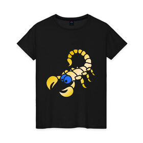 Женская футболка хлопок с принтом Скорпион в Тюмени, 100% хлопок | прямой крой, круглый вырез горловины, длина до линии бедер, слегка спущенное плечо | 