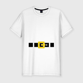 Мужская футболка премиум с принтом Костюм деда мороза в Тюмени, 92% хлопок, 8% лайкра | приталенный силуэт, круглый вырез ворота, длина до линии бедра, короткий рукав | Тематика изображения на принте: 