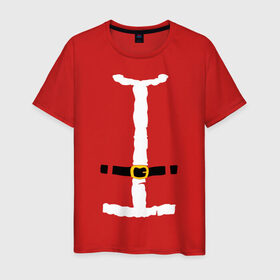 Мужская футболка хлопок с принтом Костюм Деда Мороза в Тюмени, 100% хлопок | прямой крой, круглый вырез горловины, длина до линии бедер, слегка спущенное плечо. | christmas | new year | дед мороз | новогодний | рождество