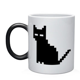 Кружка хамелеон с принтом Пиксельный котик в Тюмени, керамика | меняет цвет при нагревании, емкость 330 мл | 90 | cat | kitten | kitty | pixel | кот | котейка | котик | котики | пиксель