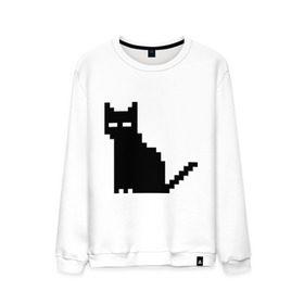 Мужской свитшот хлопок с принтом Пиксельный котик в Тюмени, 100% хлопок |  | 90 | cat | kitten | kitty | pixel | кот | котейка | котик | котики | пиксель