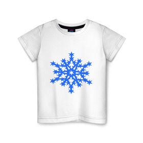 Детская футболка хлопок с принтом Колючая снежинка в Тюмени, 100% хлопок | круглый вырез горловины, полуприлегающий силуэт, длина до линии бедер | Тематика изображения на принте: звезда | звездочки | колючая снежинка | снежинка