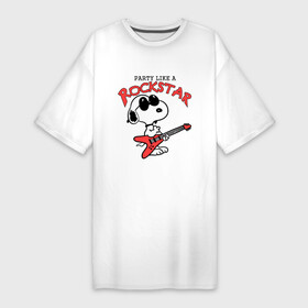 Платье-футболка хлопок с принтом Snoopy Rockstar в Тюмени,  |  | гитара