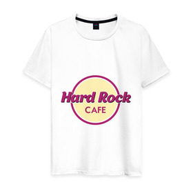 Мужская футболка хлопок с принтом Hard rock в Тюмени, 100% хлопок | прямой крой, круглый вырез горловины, длина до линии бедер, слегка спущенное плечо. | Тематика изображения на принте: hard rock cafe | pock | музыка | рок | рок кафе