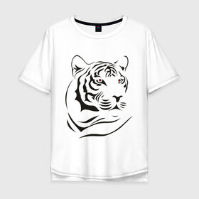 Мужская футболка хлопок Oversize с принтом тигр в Тюмени, 100% хлопок | свободный крой, круглый ворот, “спинка” длиннее передней части | tattoo | tiger | тату | тигр | узор