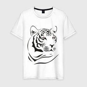 Мужская футболка хлопок с принтом тигр в Тюмени, 100% хлопок | прямой крой, круглый вырез горловины, длина до линии бедер, слегка спущенное плечо. | tattoo | tiger | тату | тигр | узор