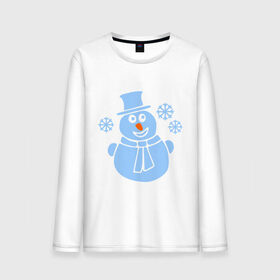 Мужской лонгслив хлопок с принтом Веселый снеговичек в Тюмени, 100% хлопок |  | веселый снеговичек | зима | новый год | снеговик | снеговичек | снежинка