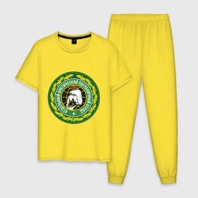 Мужская пижама хлопок с принтом Отдельный арктический пограничный отряд в Тюмени, 100% хлопок | брюки и футболка прямого кроя, без карманов, на брюках мягкая резинка на поясе и по низу штанин
 | арктика | отряд | погран | пограничный
