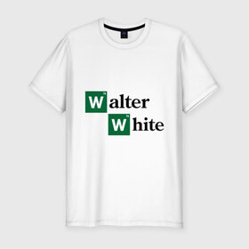 Мужская футболка премиум с принтом Walter White в Тюмени, 92% хлопок, 8% лайкра | приталенный силуэт, круглый вырез ворота, длина до линии бедра, короткий рукав | breaking bad | meth | walter | white | вайт | варить | во все тяжкие | мет | уолтер