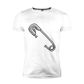 Мужская футболка премиум с принтом Английская булавка в Тюмени, 92% хлопок, 8% лайкра | приталенный силуэт, круглый вырез ворота, длина до линии бедра, короткий рукав | safety pin | английская булавка | булавка | булавочка