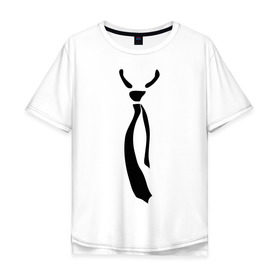 Мужская футболка хлопок Oversize с принтом Болтающийся галстук в Тюмени, 100% хлопок | свободный крой, круглый ворот, “спинка” длиннее передней части | 