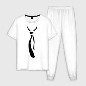 Мужская пижама хлопок с принтом Болтающийся галстук в Тюмени, 100% хлопок | брюки и футболка прямого кроя, без карманов, на брюках мягкая резинка на поясе и по низу штанин
 | 