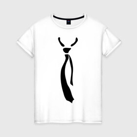 Женская футболка хлопок с принтом Болтающийся галстук в Тюмени, 100% хлопок | прямой крой, круглый вырез горловины, длина до линии бедер, слегка спущенное плечо | 