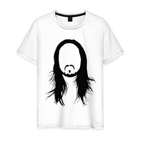 Мужская футболка хлопок с принтом steve aoki в Тюмени, 100% хлопок | прямой крой, круглый вырез горловины, длина до линии бедер, слегка спущенное плечо. | dj | steve aoki | клубная музыка | сти́в хирою́ки ао́ки