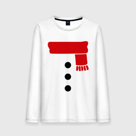 Мужской лонгслив хлопок с принтом Снеговик, пуговицы и шарф в Тюмени, 100% хлопок |  | новогодние подарки | новогодний подарок | новый год | снег | снеговик | шарф