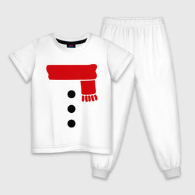 Детская пижама хлопок с принтом Снеговик, пуговицы и шарф в Тюмени, 100% хлопок |  брюки и футболка прямого кроя, без карманов, на брюках мягкая резинка на поясе и по низу штанин
 | новогодние подарки | новогодний подарок | новый год | снег | снеговик | шарф
