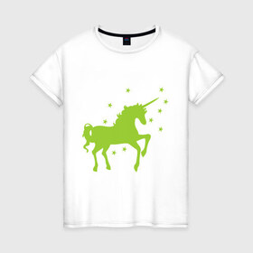 Женская футболка хлопок с принтом Единорог в Тюмени, 100% хлопок | прямой крой, круглый вырез горловины, длина до линии бедер, слегка спущенное плечо | unicorn | единорог | единорожик | единорожка