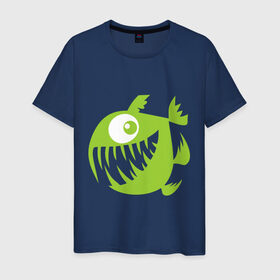 Мужская футболка хлопок с принтом Рыба в Тюмени, 100% хлопок | прямой крой, круглый вырез горловины, длина до линии бедер, слегка спущенное плечо. | пиранья | рыба | рыбеха | рыбина | рыбка