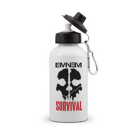 Бутылка спортивная с принтом Eminem - Survival в Тюмени, металл | емкость — 500 мл, в комплекте две пластиковые крышки и карабин для крепления | eminem   survival | gangsta | gansta | hip | hip hop | hop | media | rap | survival выживание | еп | рэп | рэпчина | хип | хип хоп | хоп | эминем