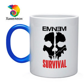 Кружка хамелеон с принтом Eminem - Survival в Тюмени, керамика | меняет цвет при нагревании, емкость 330 мл | eminem   survival | gangsta | gansta | hip | hip hop | hop | media | rap | survival выживание | еп | рэп | рэпчина | хип | хип хоп | хоп | эминем