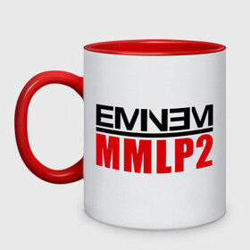 Кружка двухцветная с принтом Eminem MMLP2 в Тюмени, керамика | объем — 330 мл, диаметр — 80 мм. Цветная ручка и кайма сверху, в некоторых цветах — вся внутренняя часть | eminem   survival | eminem mmlp2 | gangsta | gansta | hip | hip hop | hop | rap | survival выживание | еп | рэп | рэпчина | хип | хип хоп | хоп | эминем