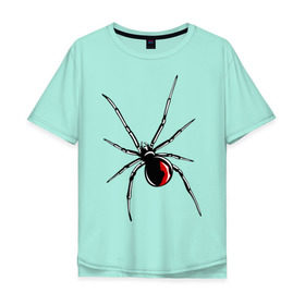 Мужская футболка хлопок Oversize с принтом Черная вдова в Тюмени, 100% хлопок | свободный крой, круглый ворот, “спинка” длиннее передней части | Тематика изображения на принте: паук | тарантул | черная вдова | черная вдованасекомые