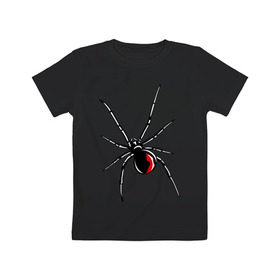 Детская футболка хлопок с принтом Черная вдова в Тюмени, 100% хлопок | круглый вырез горловины, полуприлегающий силуэт, длина до линии бедер | паук | тарантул | черная вдова | черная вдованасекомые