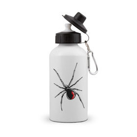Бутылка спортивная с принтом Черная вдова в Тюмени, металл | емкость — 500 мл, в комплекте две пластиковые крышки и карабин для крепления | паук | тарантул | черная вдова | черная вдованасекомые