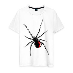 Мужская футболка хлопок с принтом Черная вдова в Тюмени, 100% хлопок | прямой крой, круглый вырез горловины, длина до линии бедер, слегка спущенное плечо. | паук | тарантул | черная вдова | черная вдованасекомые
