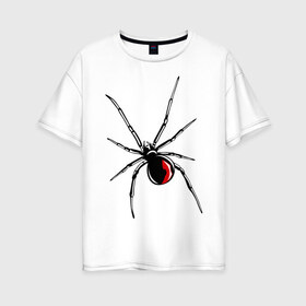 Женская футболка хлопок Oversize с принтом Черная вдова в Тюмени, 100% хлопок | свободный крой, круглый ворот, спущенный рукав, длина до линии бедер
 | паук | тарантул | черная вдова | черная вдованасекомые