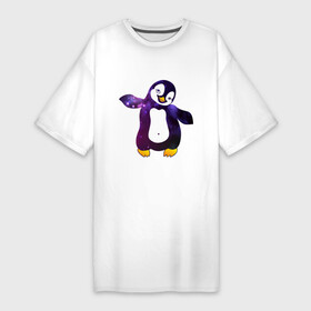 Платье-футболка хлопок с принтом Пингвин просто космос в Тюмени,  |  | пингвин