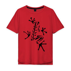 Мужская футболка хлопок Oversize с принтом Лягуха в Тюмени, 100% хлопок | свободный крой, круглый ворот, “спинка” длиннее передней части | животные | лягушка | лягушка путешественница | подарки