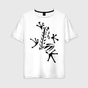 Женская футболка хлопок Oversize с принтом Лягуха в Тюмени, 100% хлопок | свободный крой, круглый ворот, спущенный рукав, длина до линии бедер
 | животные | лягушка | лягушка путешественница | подарки