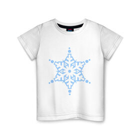 Детская футболка хлопок с принтом Кристальная снежинка в Тюмени, 100% хлопок | круглый вырез горловины, полуприлегающий силуэт, длина до линии бедер | 2014 | happy | happy new year | new year | santa | santa clows | год лошади | кристал | кристалическая звезда | кристальная снежинка | лошадь | новый год | олень | рудольф | санта | санта клаус | снег | снежинка
