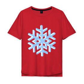 Мужская футболка хлопок Oversize с принтом Объемная снежинка в Тюмени, 100% хлопок | свободный крой, круглый ворот, “спинка” длиннее передней части | 2014 | happy | happy new year | new year | santa | год лошади | кристал | лошадь | новый год | объемная снежинка | олень | санта | санта клаус | светиться | снег | снежинка