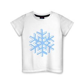 Детская футболка хлопок с принтом Объемная снежинка в Тюмени, 100% хлопок | круглый вырез горловины, полуприлегающий силуэт, длина до линии бедер | 2014 | happy | happy new year | new year | santa | год лошади | кристал | лошадь | новый год | объемная снежинка | олень | санта | санта клаус | светиться | снег | снежинка