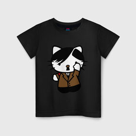 Детская футболка хлопок с принтом Kitty Hitler в Тюмени, 100% хлопок | круглый вырез горловины, полуприлегающий силуэт, длина до линии бедер | Тематика изображения на принте: kitty hitler | кошки | прикольные картинки