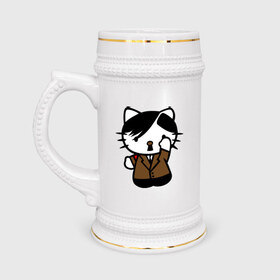 Кружка пивная с принтом Kitty Hitler в Тюмени,  керамика (Материал выдерживает высокую температуру, стоит избегать резкого перепада температур) |  объем 630 мл | Тематика изображения на принте: kitty hitler | кошки | прикольные картинки