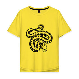 Мужская футболка хлопок Oversize с принтом Силуэт змеи в Тюмени, 100% хлопок | свободный крой, круглый ворот, “спинка” длиннее передней части | Тематика изображения на принте: животные | змеиная кожа | змея | прикольные картинки | силуэт змеи